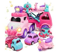 Lehoo Castle Jouet Fille 2 Ans, Camion Transporteur Voiture avec Sons et Lumières, Voiture Enfant 2 Ans, Jouet de Camion pour Enfant (Couronne)
