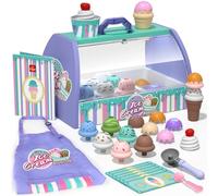 Lehoo Castle Jouets de Glacier, 28 Pièces Cuisine en Enfant avec Un Comptoir, Dinette Enfant, Montessori, Dinette Cadeau pour Garçons et Filles de 3 4 5 6 7 Ans(Violet)