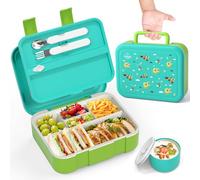 Lehoo Castle Lunchbox Enfants Filles, Lunch Box Enfant, 1250ml Bento Box Enfants, Lunch Box Enfant avec 5 Compartiments et Sauce Box(Excavateur à Dinosaures)