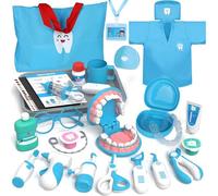 Lehoo Castle Malette Docteur Enfant, Kit de Dentiste, Jeux Enfant 3 Ans, Jouets de Dentiste pour Enfants, Kit de Médecin Cadeau pour Filles et Garçons de 3-8 Ans(Bleu)