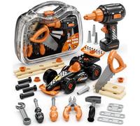 Lehoo Castle Mallette à outils pour enfants de 2 à 4 ans, jouet Montessori à partir de 2 à 3 ans, outils pour enfants avec voiture de course et boîte de rangement, garçons de 3 ans