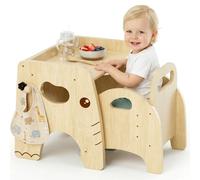 Lehoo Castle Montessori Ensemble table et chaise de sevrage pour tout-petits de 1 à 3 ans, hauteur réglable, meubles d'activités en bois pour bébé, pour auto-alimenter, dessiner, apprendre et jouer