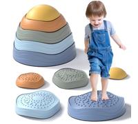 Lehoo Castle Pierres d'Équilibre pour Enfants, 6 Pierres Durables Antidérapantes Favorisant l'Équilibre et les Compétences Motrices chez les Enfants