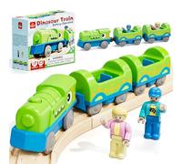 Lehoo Castle Train Électrique Enfant Dinosaure, Locomotive à Piles avec Wagons et Figurines, Compatible avec Circuit Train en Bois, Jouet pour Enfants dès 3 Ans