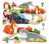 Lehoo Castle Train en Bois, Dinosaure Jouet pour Enfants 3+ Ans