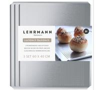 LEHRMANN Plaque perforée à pâtisserie (3 pièces) 60 x 40 cm Plaque de boulangerie professionelle Comparable/remplaçable four WIESHEU MIWE BONGARD Argenté