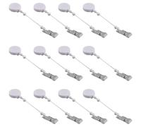 lehua 12 Pièces Kit de Bobine de Badge à Faire Soi-Même avec Perles, Support Rétractable pour Bobine de Badge D'Identification, Barre Vierge avec Clip de Ceinture, Blanc