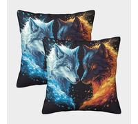 LeHuaiMa Housse De Coussin Décorative 3D Animaux 40x40cm, 2 Pièces, Imprimé Animal, Polyester, Cadeau, Intérieur, Extérieur
