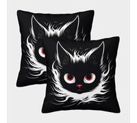 LeHuaiMa Le Chat Noir Housse De Coussin Ensemble De 2 Animaux Animaux de Compagnie pour Chambre, Canapé, Chaise, Lit,Jardin Super Douce Housses De Coussin pour Canapé-lit 50x50cm