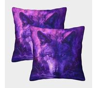 LeHuaiMa Le Loup Housse De Coussin Ensemble De 2 Animaux Taie d'oreiller Décoratif Canapé Confort Et Douceur Garantis Housses De Coussin Lavables en Machine 45x45cm