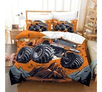 LeHuaiMa Monster Truck Super Camion Parure De Lit Impression 3D Housse De Couette 3 Pièces pour Enfants Adolescents Adultes,Microfibre Couette avec Taie d'oreiller Et Fermeture Éclair King(220x240cm)