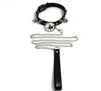 LEHUAO Collier à clochettes, anneau de collier en cuir, Harajuku girl cute maid hottie pure desire traction chain (FRE8) (Noir)