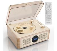 Lehwey Lecteur CD rétro avec haut-parleurs Bluetooth - Lecteur CD portable pour la maison avec écran LED et minuterie, haut-parleurs intégrés, télécommande, prise en charge USB/AUX/FM/répétition