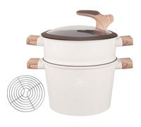 LEIAN HOME® Couscoussier 6,5 L - 24 cm - Inox - Compatible Induction - Cuiseur Vapeur Polyvalent pour Préparations Saines