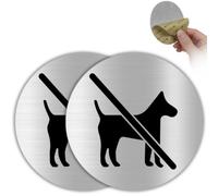 LEIASA | Lot de 2 Panneaux Chiens Interdits - Ø 10 cm - Aluminium - Animaux | Autocollant Pas de Chiens, Plaque Chien Non Admis, Pastille Toutou Barré, Sticker No Dogs, Pancarte Interdiction Canine