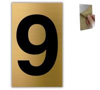 LEIASA | Numéro de Maison Doré - 4x6,5 cm - Aluminium - Plaque Numérotation Porte - Chiffre Boîte aux Lettres - Panneau Adresse - Signalétique Immeuble - Épaisseur 0,8 mm (9, 65mm)