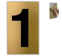 LEIASA | Numéro de Maison Doré - 4x6,5 cm - Aluminium - Plaque Numérotation Porte - Chiffre Boîte aux Lettres - Panneau Adresse - Signalétique Immeuble - Épaisseur 0,8 mm (1, 65mm)