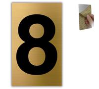 LEIASA | Numéro de Maison Doré - 4x6,5 cm - Aluminium - Plaque Numérotation Porte - Chiffre Boîte aux Lettres - Panneau Adresse - Signalétique Immeuble - Épaisseur 0,8 mm (8, 65mm)