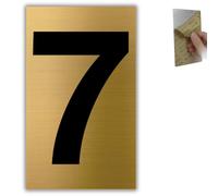 LEIASA | Numéro de Maison Doré - 6x10 cm - Aluminium - Plaque Numérotation Porte - Chiffre Boîte aux Lettres - Panneau Adresse - Signalétique Immeuble - Épaisseur 0,8 mm (7, 100mm)
