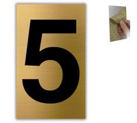 LEIASA | Numéro de Maison Doré - 6x10 cm - Aluminium - Plaque Numérotation Porte - Chiffre Boîte aux Lettres - Panneau Adresse - Signalétique Immeuble - Épaisseur 0,8 mm (5, 100mm)