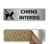 LEIASA | Panneau Adhésif Chiens Interdits - 5x18 cm - Épaisseur 0,8 mm - Aluminium - Panneau Chiens Non Admis - Signal Zone Interdite aux Chiens - Autocollant 3M - Animaux Interdits