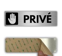 LEIASA | Panneau Adhésif Privé - 5x18 cm - Épaisseur 0,8 mm - Aluminium - Panneau Zone Privée - Signal Accès Restreint - Autocollant 3M - Espace Exclusif - Signal privé
