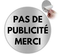 LEIASA | Panneau Adhésif Publicité Non Admise - 10x10 cm - Épaisseur 0,8 mm - Aluminium - Panneau Interdiction Publicité - Signal Zone - Autocollant 3M - Espace Sans Annonces