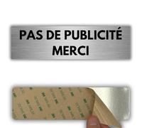 LEIASA | Panneau Adhésif Publicité Non Admise - 5x18 cm - Épaisseur 0,8 mm - Aluminium - Panneau Interdiction Publicité - Signal Zone Sans - Espace Sans Annonces