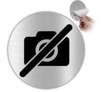 LEIASA | Panneau Autocollant Photos Interdites - Épaisseur 0,8 mm - Diamètre Ø 100 mm - Aluminium - Signalétique Interdiction de Photographier - Plaque Ne Pas Prendre de Photos - (Pas de photo)