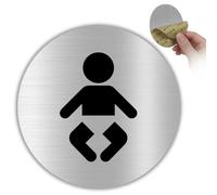 LEIASA | Panneau Bébé à Langer - Ø 10 cm - Aluminium - Coin Change Couches | Plaque Nurserie Bébé, Autocollant Espace Allaitement, Pancarte Nourrisson, Sticker Poupon, Signalisation Maman Bébé