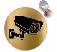 LEIASA | Panneau Caméra de Vidéosurveillance - Ø 10 cm - Épaisseur 0,8 mm - Aluminium - Plaque Zone Sous Surveillance - Autocollant Haute Adhérence - (Panneau Alarme Caméra)