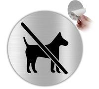 LEIASA | Panneau Chiens Interdits - Ø 100 mm - Aluminium - Sans Animaux | Autocollant Chiens Non Admis, Plaque Défense d'Entrer avec un Chien, Signal Rond Refus, Sticker Toutou Dehors Merci