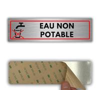 LEIASA | Panneau Eau Non Potable - 5x18 cm - Aluminium - Pancarte Liquide Impropre - Plaque Eau Sanitaire - Signe Interdiction de Boire - Avis Risque Sanitaire - Épaisseur 0,8 mm - (Eau Non Potable)