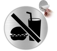 LEIASA | Panneau Interdit de Manger - Ø 10 cm - Aluminium - Aucune Boisson | Autocollant Défense de Manger, Plaque Nourriture Exclue, Pancarte Boire et Grignoter, Sticker Snacking, Pas de Repas