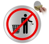LEIASA | Panneau Jetez Vos Déchets - Ø 100 mm - Aluminium - Poubelle Prévue