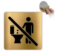 LEIASA | Panneau Ne Rien Jeter dans les Toilettes - 10x10 cm - Aluminium Doré - Plaque Interdiction de Jeter des Lingettes - Signalétique Adhésive Or - Grosor 0.8mm - (Ne pas Toilettes)