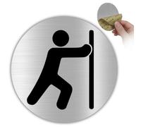 LEIASA | Panneau Pousser Porte - Ø 10 cm - Aluminium - Ouverture Frontale | Badge Poussez le Vantail, Visuel Geste Vers l'Avant, Cartouche Sens Unique, Notice Battant Souple, Mention Main Libre