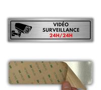 LEIASA | Panneau Vidéosurveillance - 5x18 cm - Aluminium - Pancarte Caméra de Sécurité - Plaque Zone Surveillée - Signe Enregistrement 24h - Avis Site sous - Épaisseur 0,8 mm - (Vidéo Surveillance)