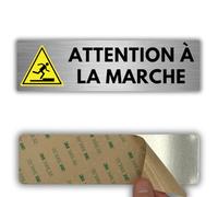 LEIASA | Plaque Attention à la Marche - 5x18 cm - Aluminium - Dénivelé Bas | Panneau Marche Basse, Autocollant Risque de Trébucher, Pancarte Seuil Surélevé, Sticker Prudence au Sol, Vigilance A