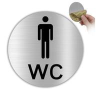LEIASA | Plaque de Porte Toilettes Hommes - 5x18 cm - Aluminium - Panneau WC Messieurs - Adhésif Argenté Résistant - Signalétique Services Masculins - Rótulo - Grosor 0.8mm - (Toilettes Homme)