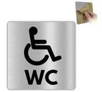 LEIASA | Plaque Flèche Toilettes PMR - 12x12 cm - Aluminium - Zone Handicap