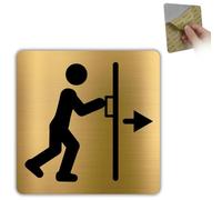 LEIASA | Plaque Poussez Porte - 10x10 cm - Aluminium Doré - Ouvrant Frontal | Panneau Pousser le Vantail, Autocollant Poussée Manuelle, Pancarte Signalisation, Sticker Ouverture Extérieure Avant