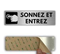 LEIASA | Plaque Sonnez et Entrez - 5x18 cm - Aluminium - Appuyez sur Bouton