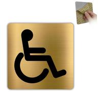 LEIASA | Plaque Toilettes Handicapés - 10x10 cm - Aluminium Doré - PMR