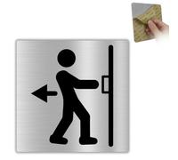 LEIASA | Tirer Porte - 10x10 cm - Aluminium - Ouvrir en Tirant vers Soi | Signe Tirez le Vantail, Motif Geste Arrière, Inscription Sens Unique, Logo Battant Libre, Dessin Main sur la Poignée
