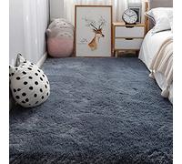 LEIBING Tapis Dégradé 120x140cm Doux et Moelleux Tapis Salon Antidérapant pour Chambre Salon Salle à Manger Bureau, Gris Foncé