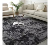 LEIBING Tapis Salon 120x180cm Shaggy Moelleux Anti Slip Moquette Peau Dagneau Extra Doux et Confortable Appliqué au Balcon et à La Salle D'étude, Gris Foncé