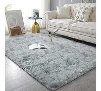 LEIBING Tapis Shaggy 120x140cm Ne Pas enlever Les Cheveux avec Le Fond Antidérapant Tapis Moelleux Doux et Confortable Décor Moderne pour Salon, Chambre, Canapé Chambre d'enfant, Gris Clair