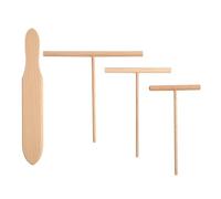 LEIBOCHAO 4Pcs Etaleur Crepe pour Ustensiles de Cuisine Bois Outil de Cuisson, Spatule Crepe en Bois de Hêtre, Forme en T Spatule Crepe Rake Crepe Spreader, Facile à Nettoyer Rateau Crepe