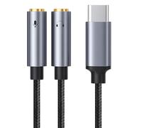 LEIBOCHAO Adaptateur USB C vers Jack 3,5 mm, Splitter USB C vers Double Jack Aux Écouteur Câble, Double 3.5mm Femelle Adaptateur Casque Écouteur Câble, pour Casques Audio
